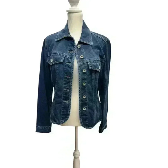 Vintage Territoy Ahead women’s button up dark wash Jean jacket size small - Picture 1 of 8